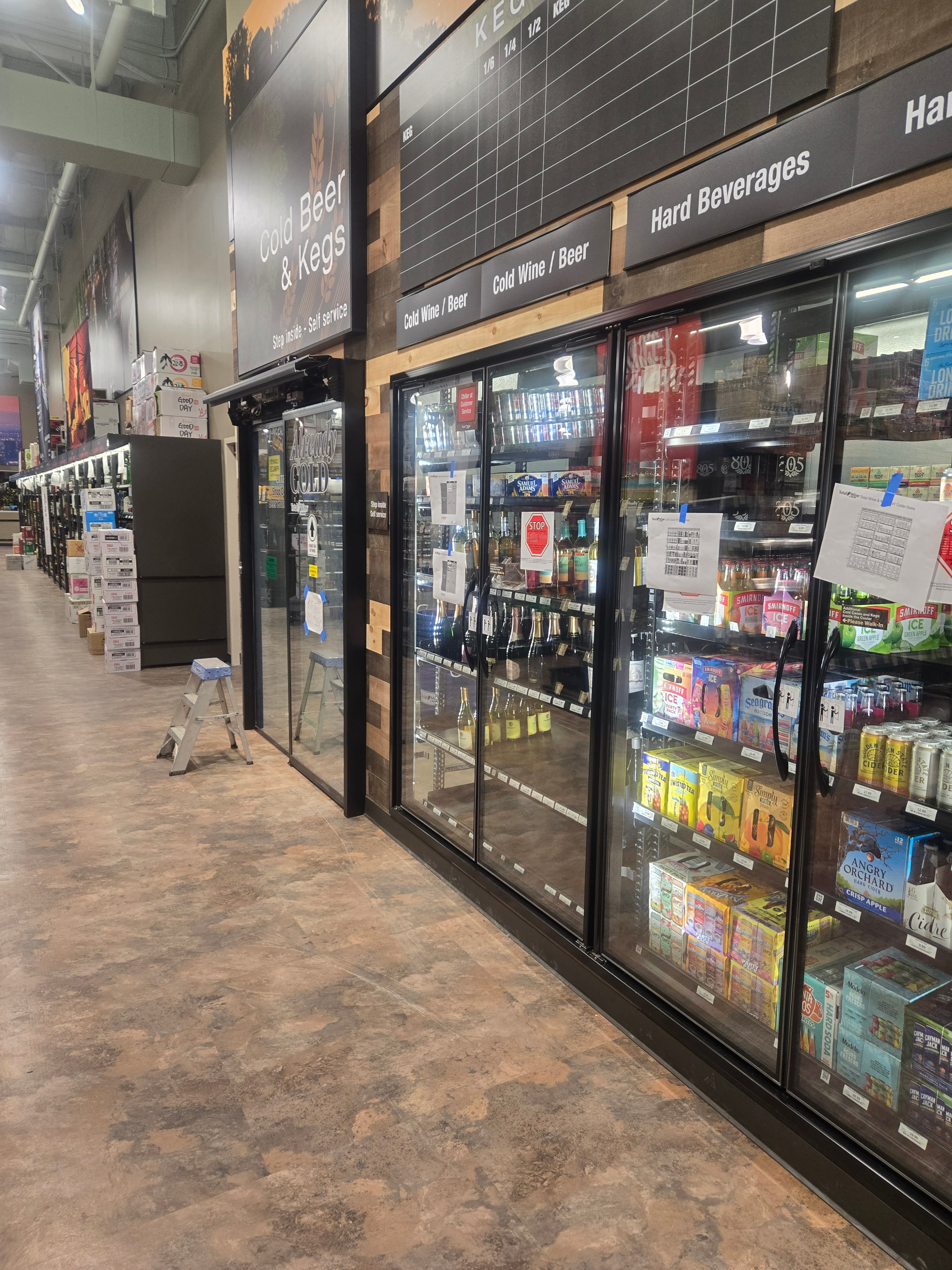Completed 60-door display case installation wide view