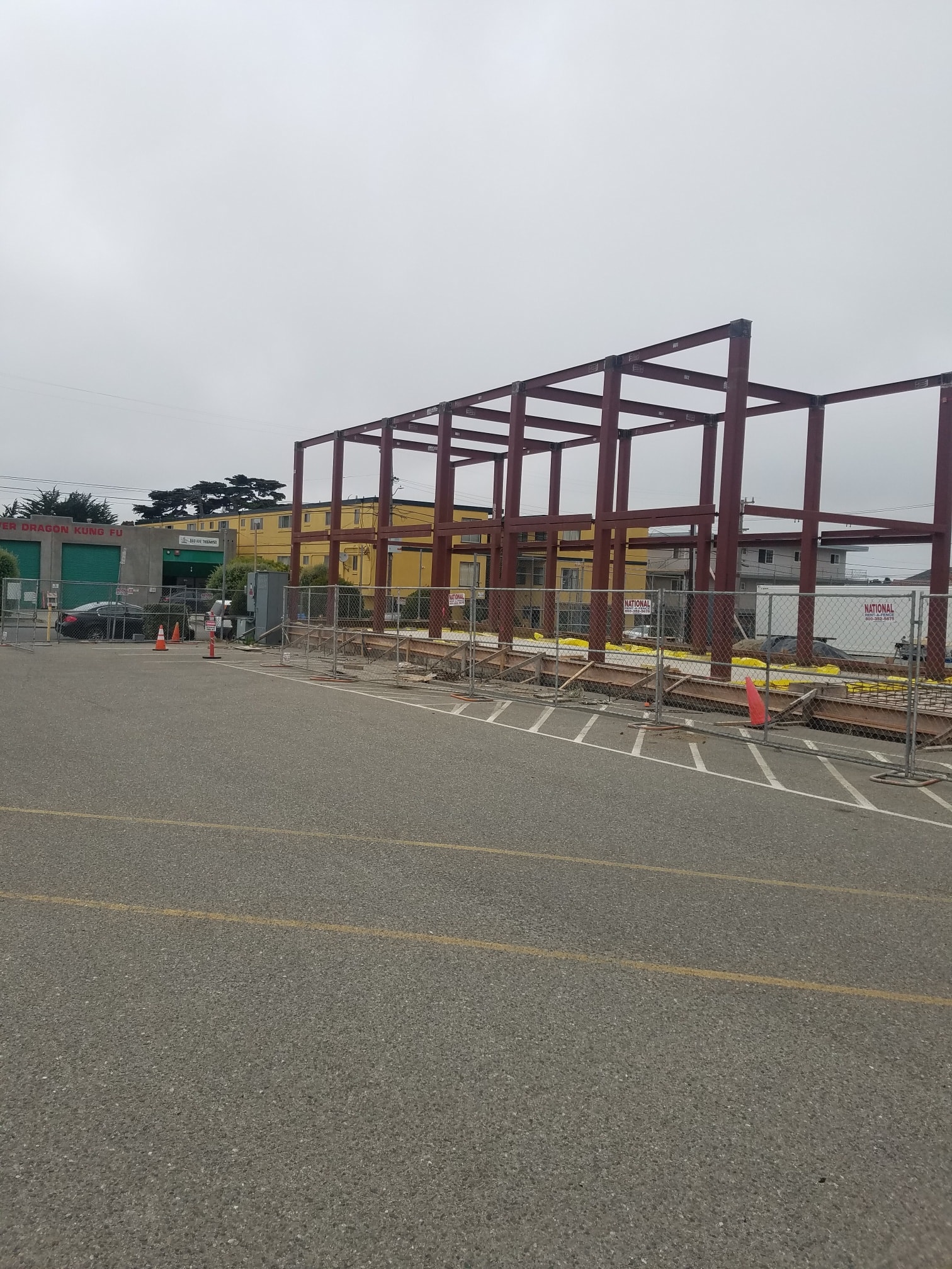 Steel frame of a warehouse under construction